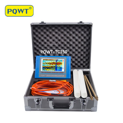 Detector de agua subterránea PQWT-TC150 con 150 m de profundidad de detección, pantalla táctil de 7 pulgadas y batería de litio recargable