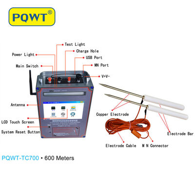 Detector de agua portátil PQWT TC1200 con cartografía automática de profundidad de 1500 m y equipo de encuesta geofísica de pantalla táctil HD de 7 pulgadas