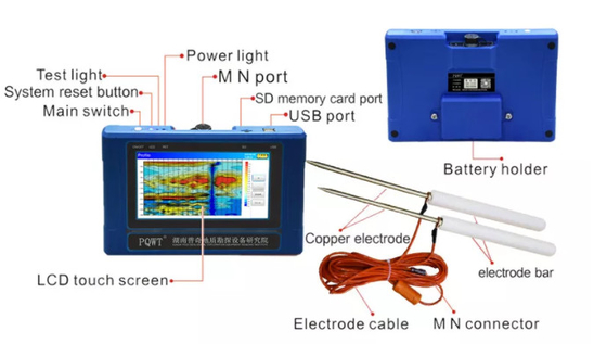 Detector geofísico del agua PQWT-TC500 500 metros de poder de 4000mAh